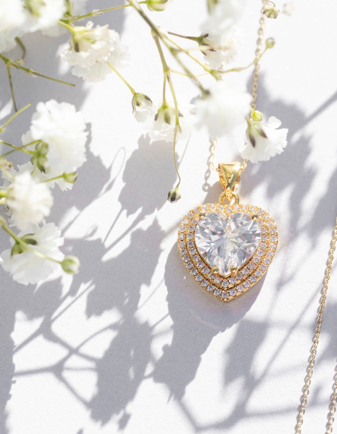 24K Gold Filled Crystal Heart & Tear Drop Set Necklaces