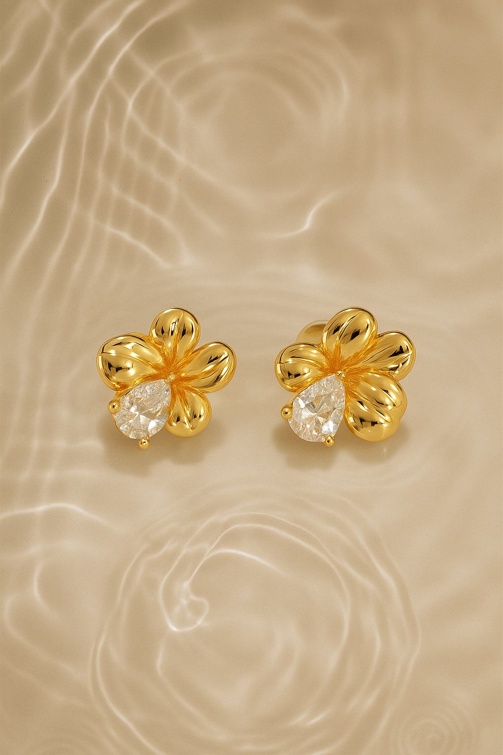 24K Gold Filled Plumeria Stud Earrings