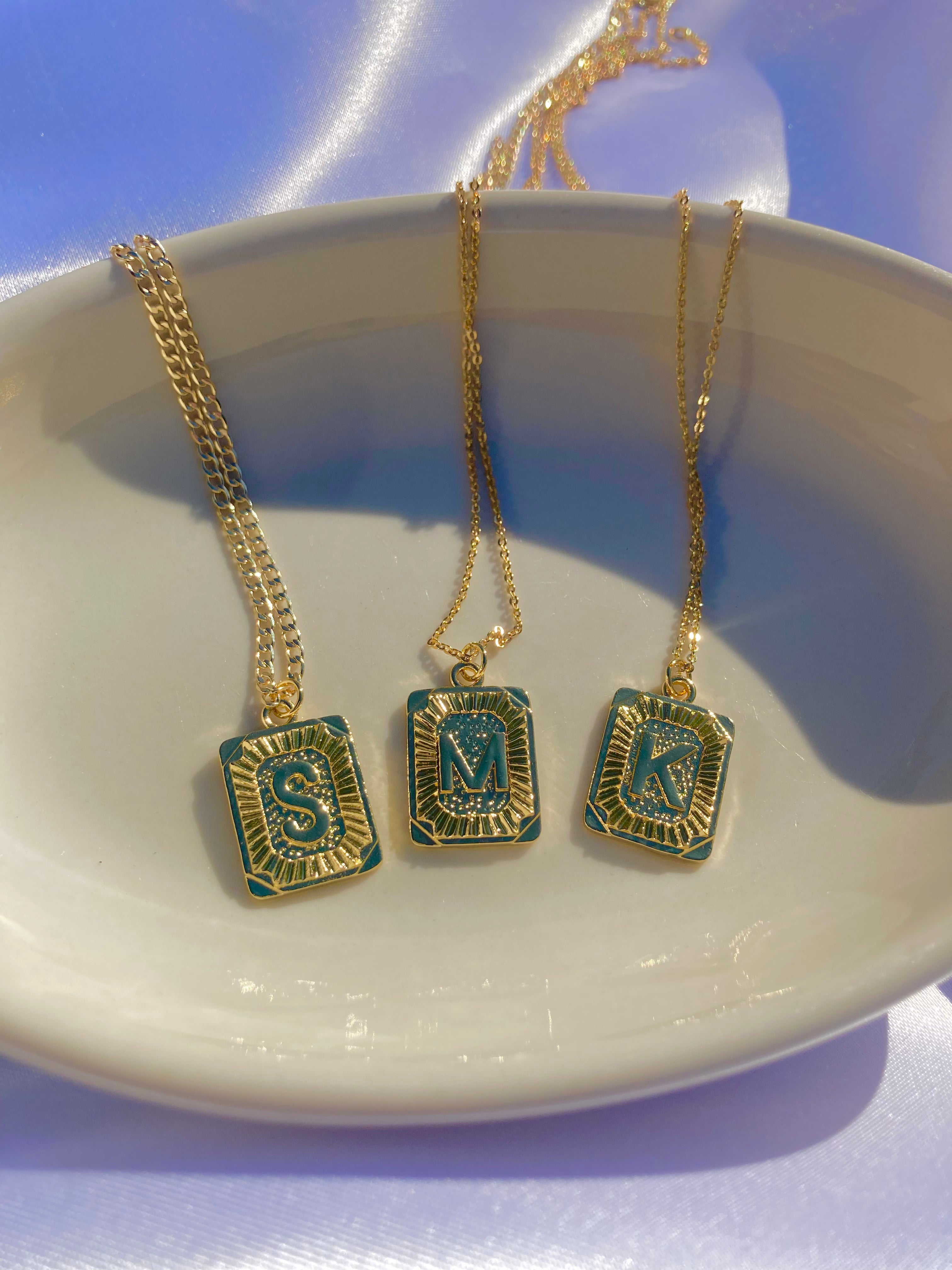 24K Gold Filled Initial Tag Necklace