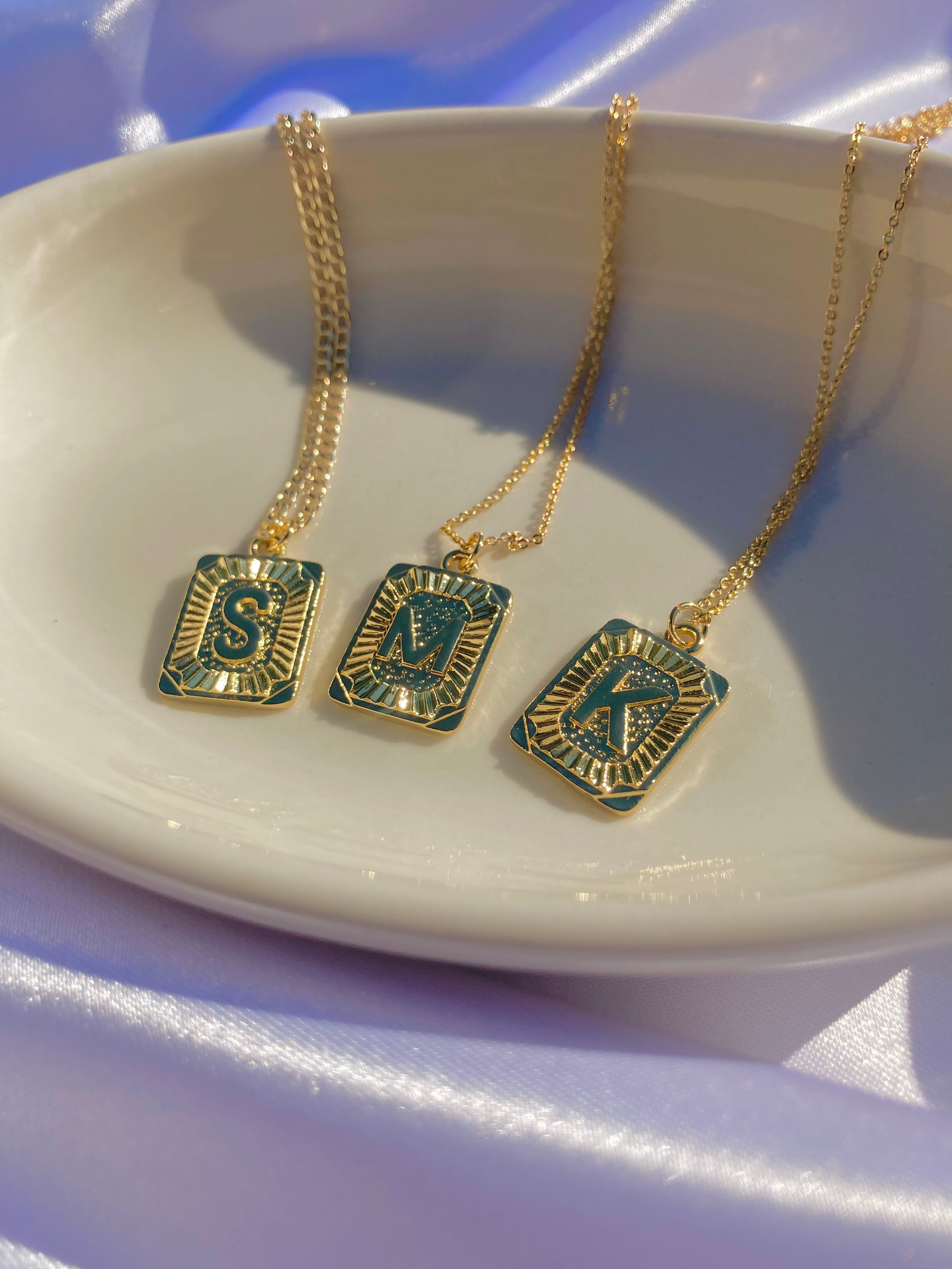 24K Gold Filled Initial Tag Necklace