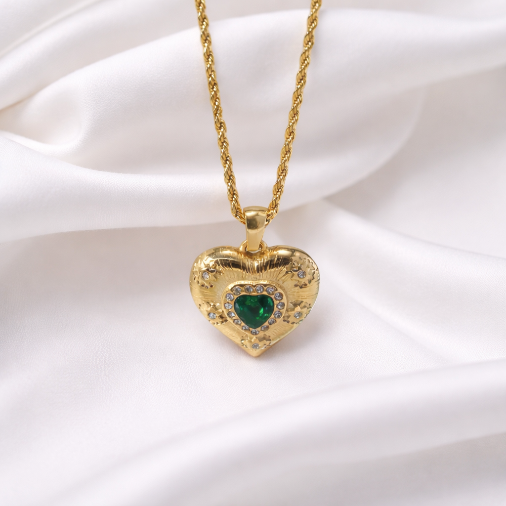 Emerald Heart Treasure Necklace *PRE ORDER*