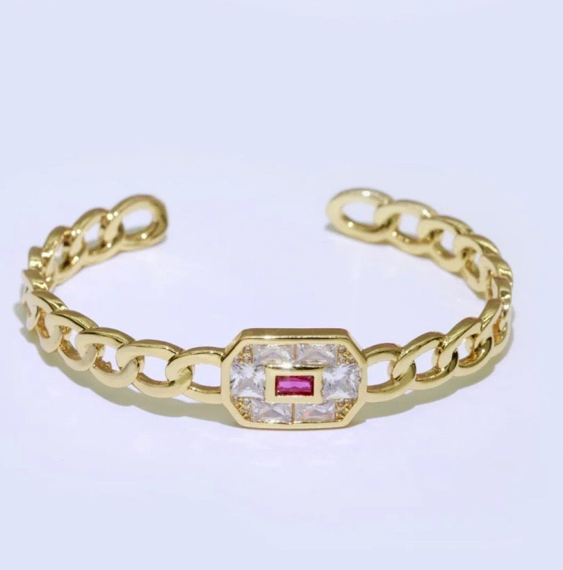 Mini Hearts Bracelet + Curb Chain Set