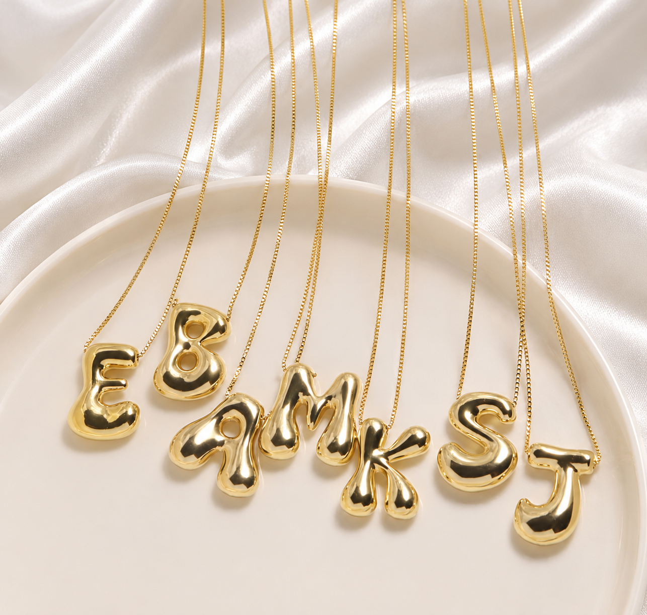 Stainless Steel Chunky Bubble Initial Necklace *PRE ORDER*
