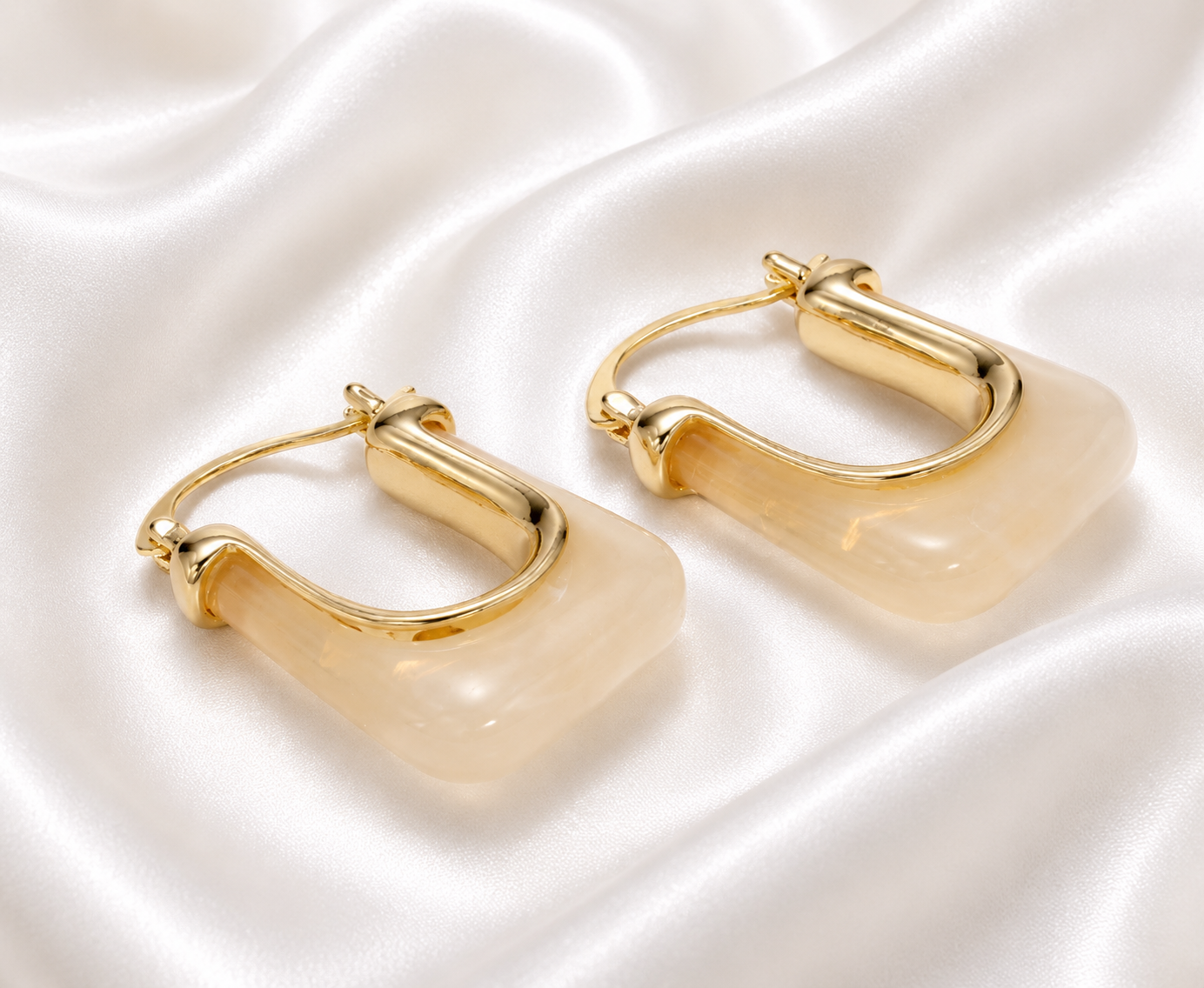 Rectangular Gold Filled Resin Earrings