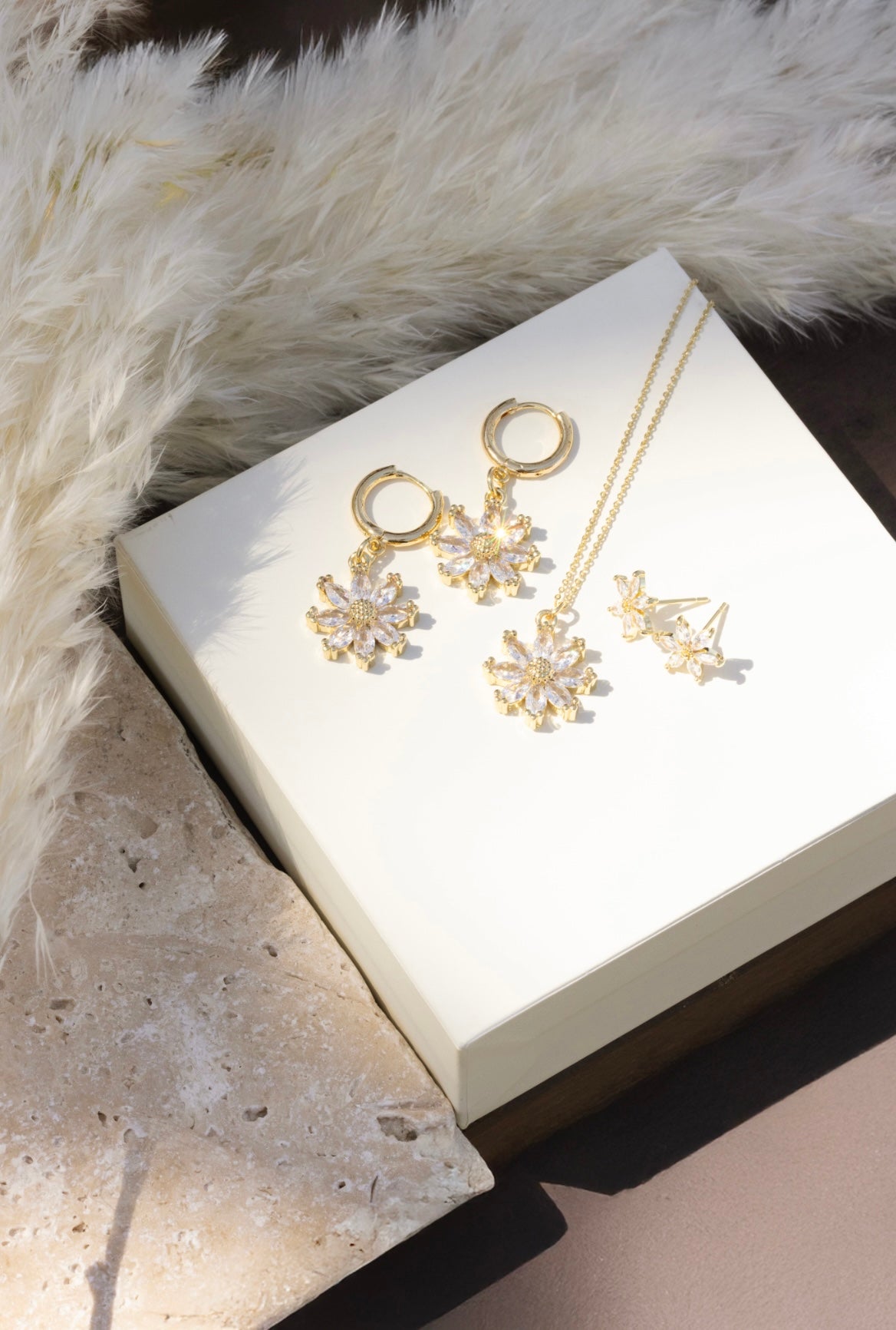 24K Gold Filled Daisy Spring Flower Set