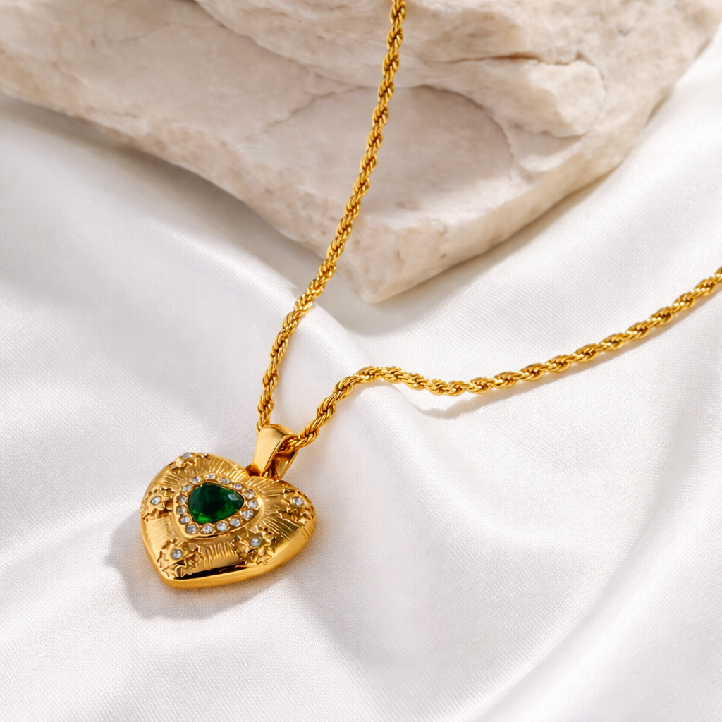 Emerald Heart Treasure Necklace *PRE ORDER*