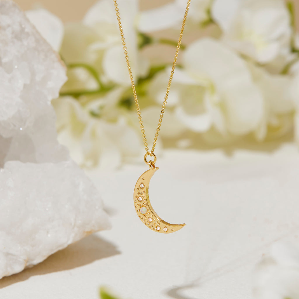 Miriam's 14K Crescent Moon Goddess Necklace