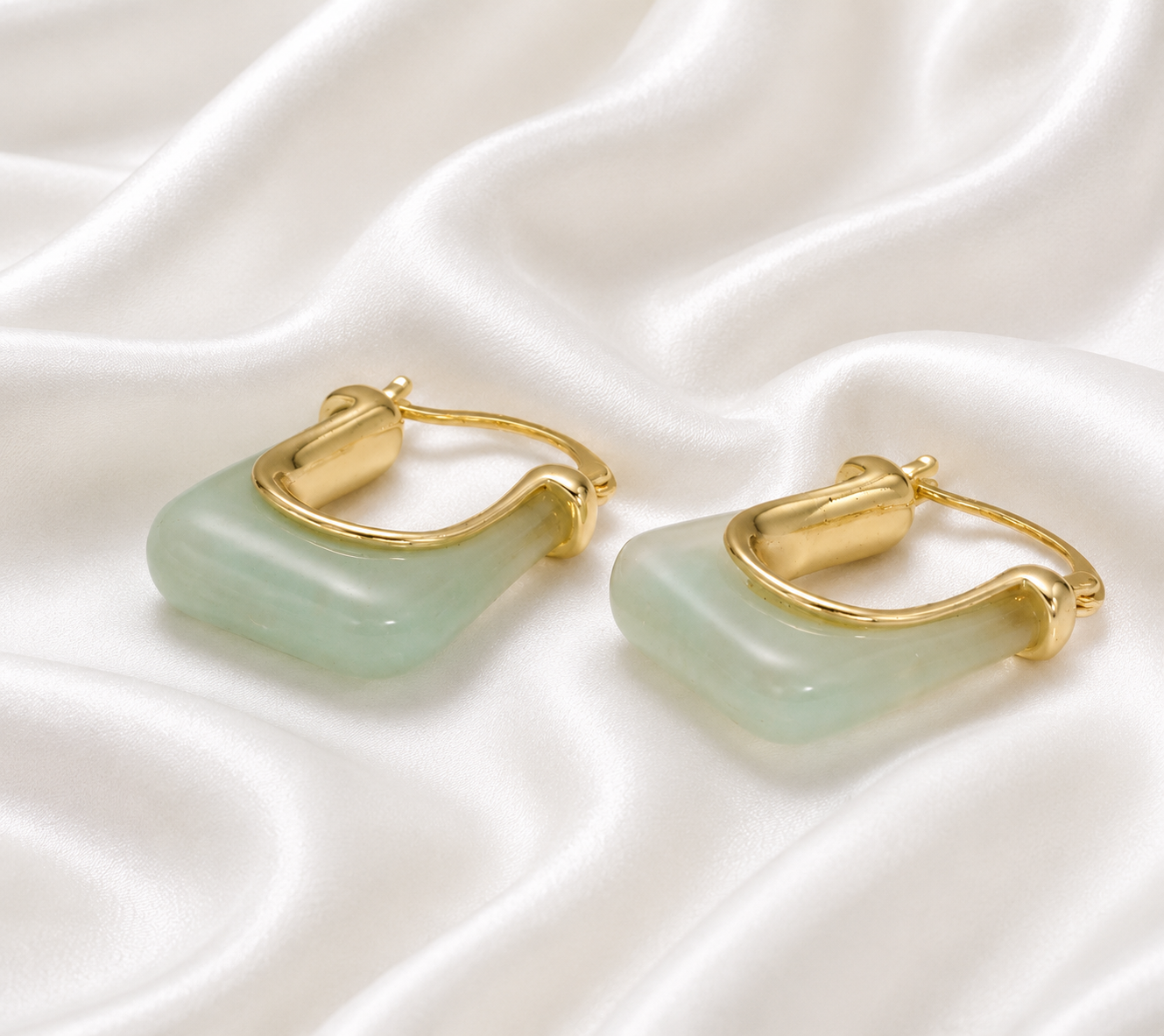 Rectangular Gold Filled Resin Earrings