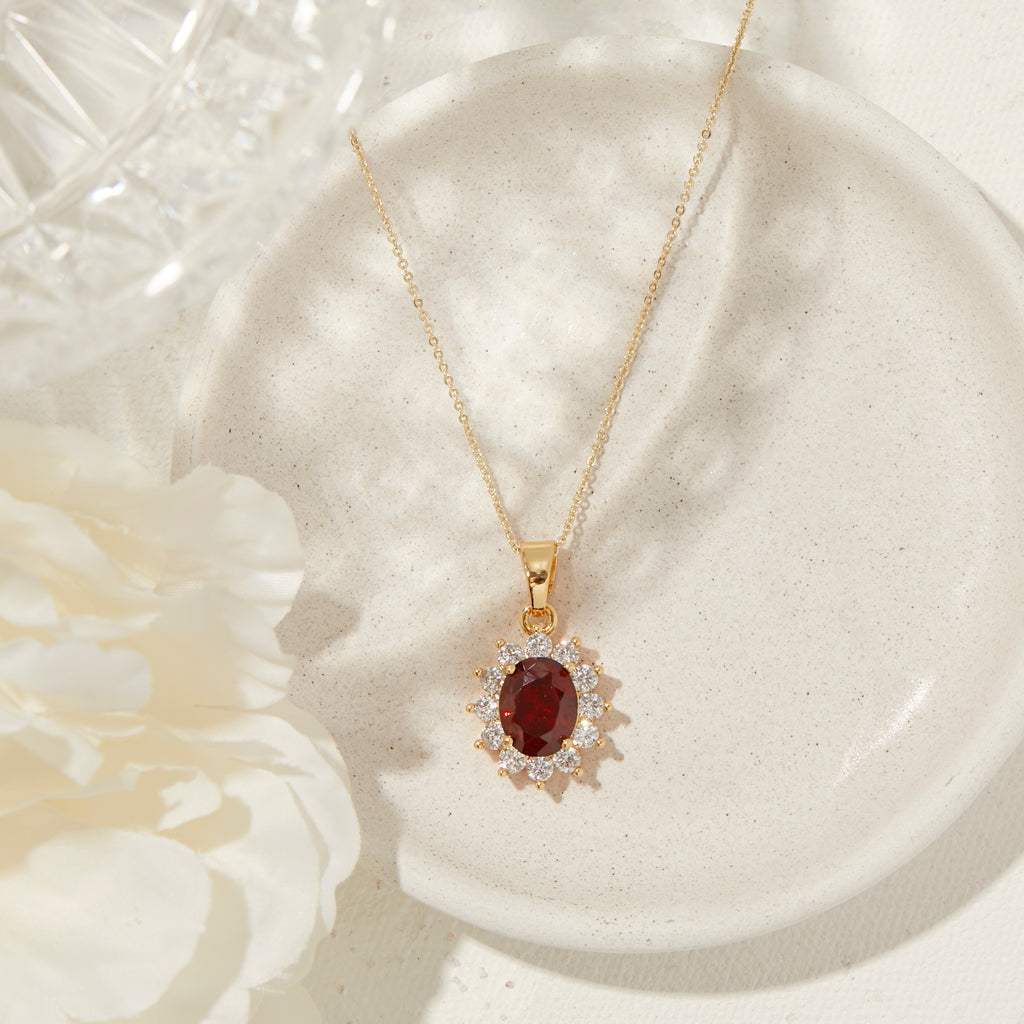 24K Gold Filled Red Moon Pendant