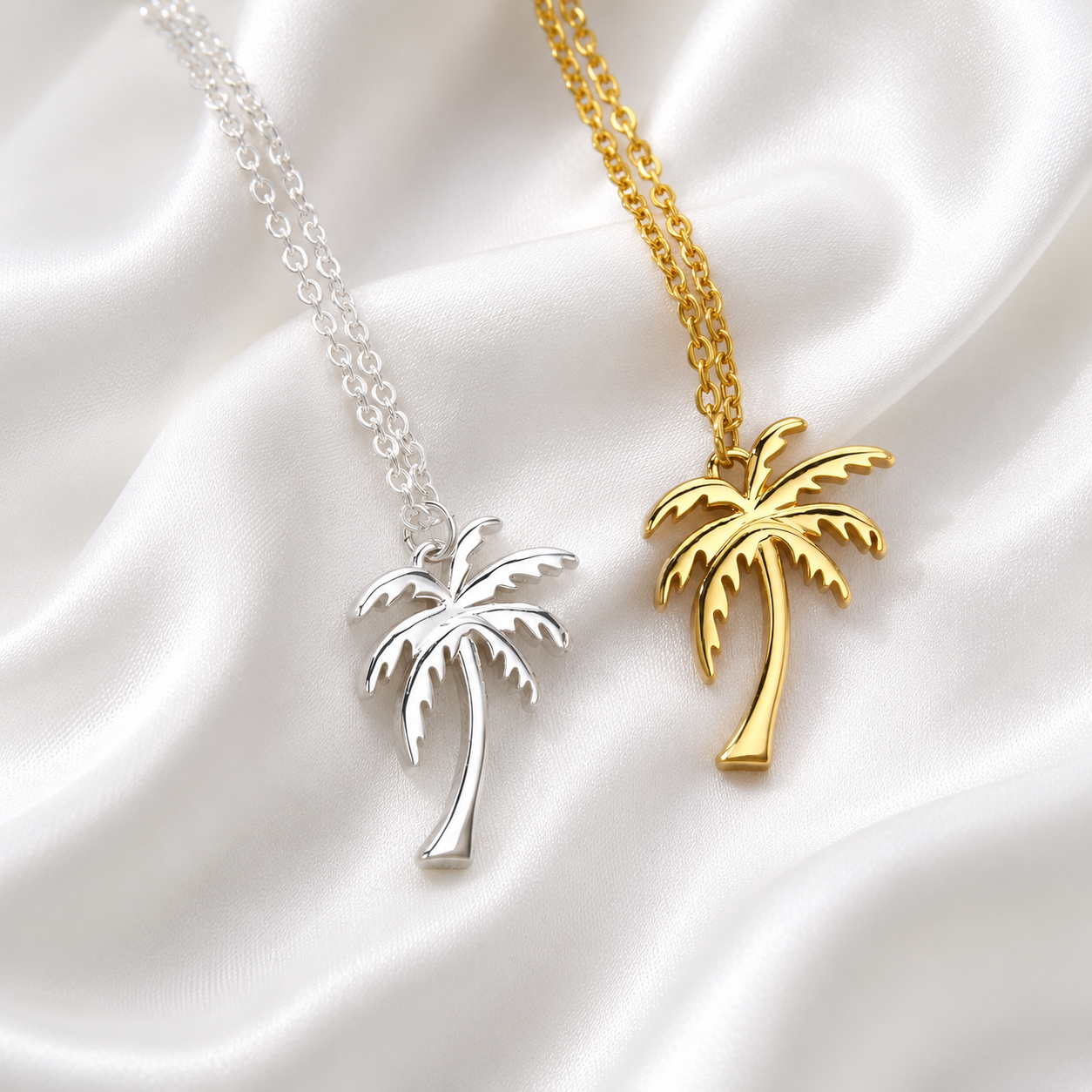 Stainless Steel Cali Palm Tree Necklace