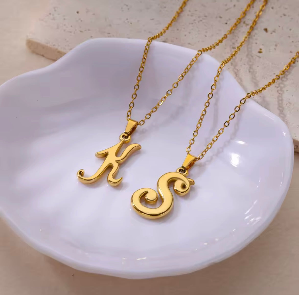 Stainless Steel Cursive Initial Necklace *PRE-ORDER*