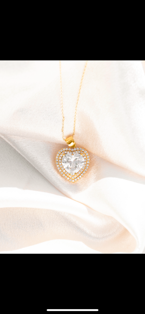 24K Gold Filled Crystal Heart & Tear Drop Set Necklaces