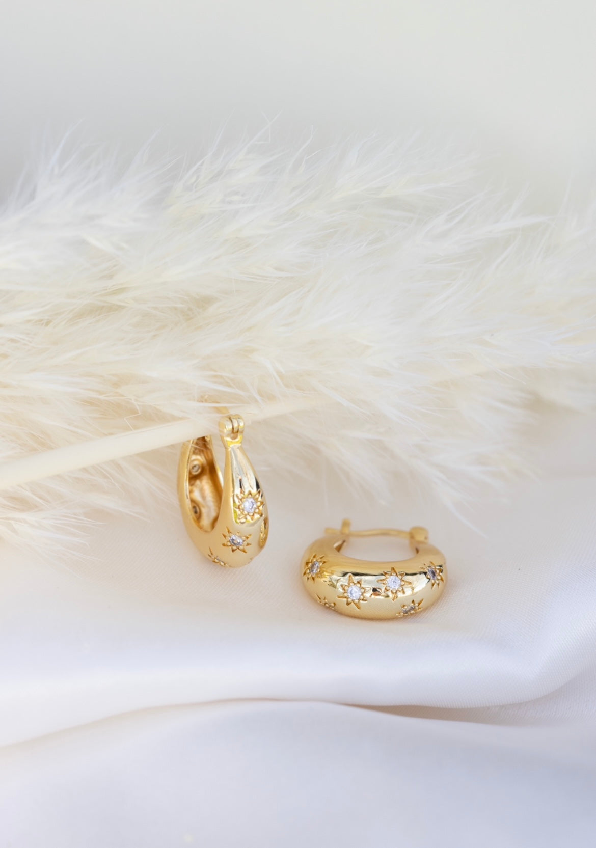 16K Gold Filled Star Goddess Hoop Earrings