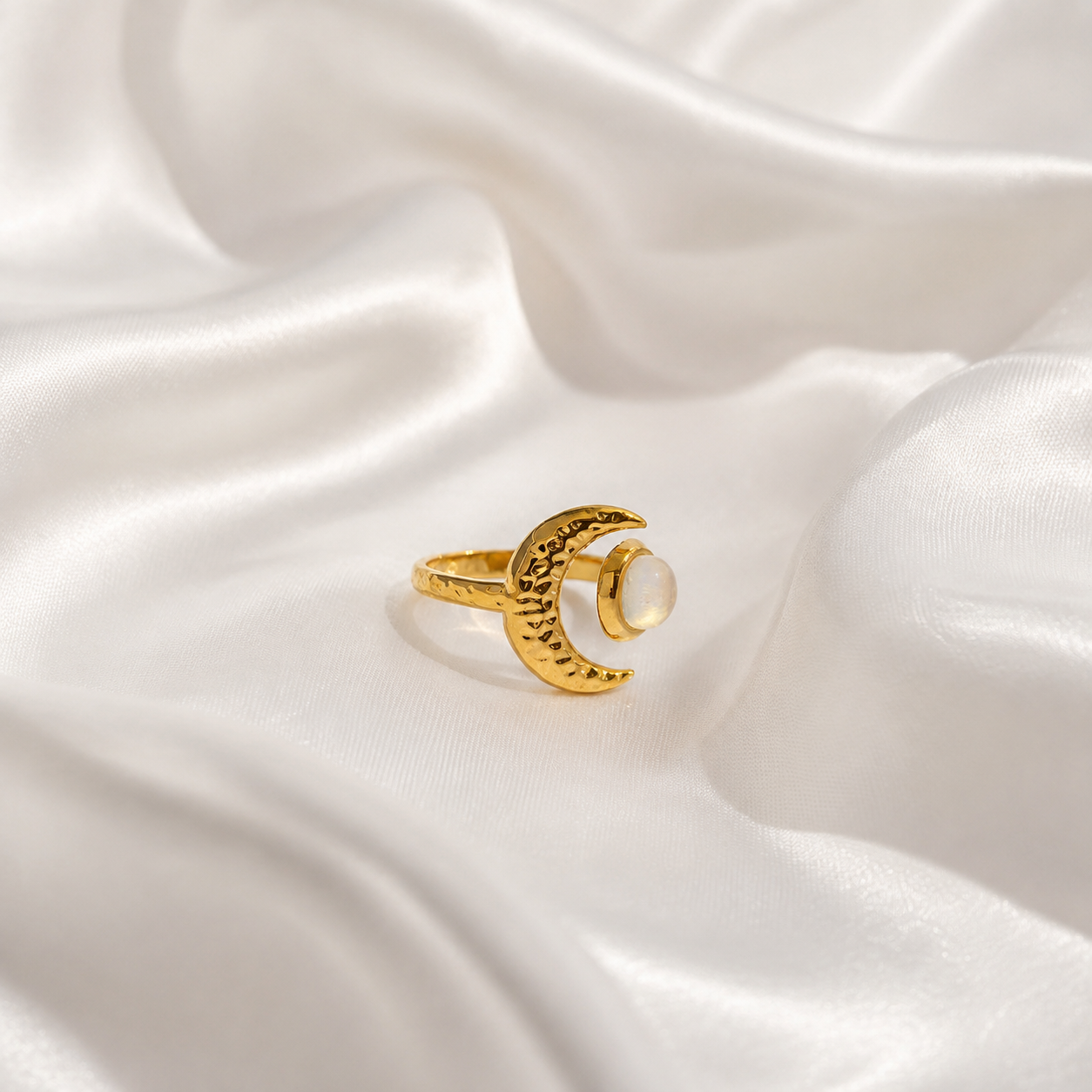 Stainless Steel Love Luna Opalite Ring