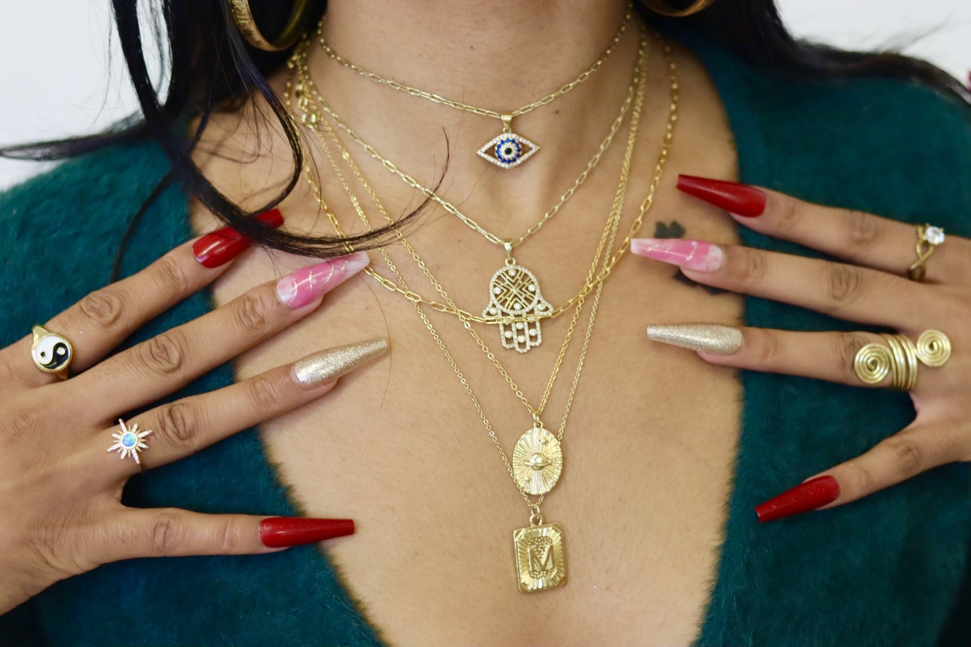 14K Dainty Nazar Eye Protection Necklace