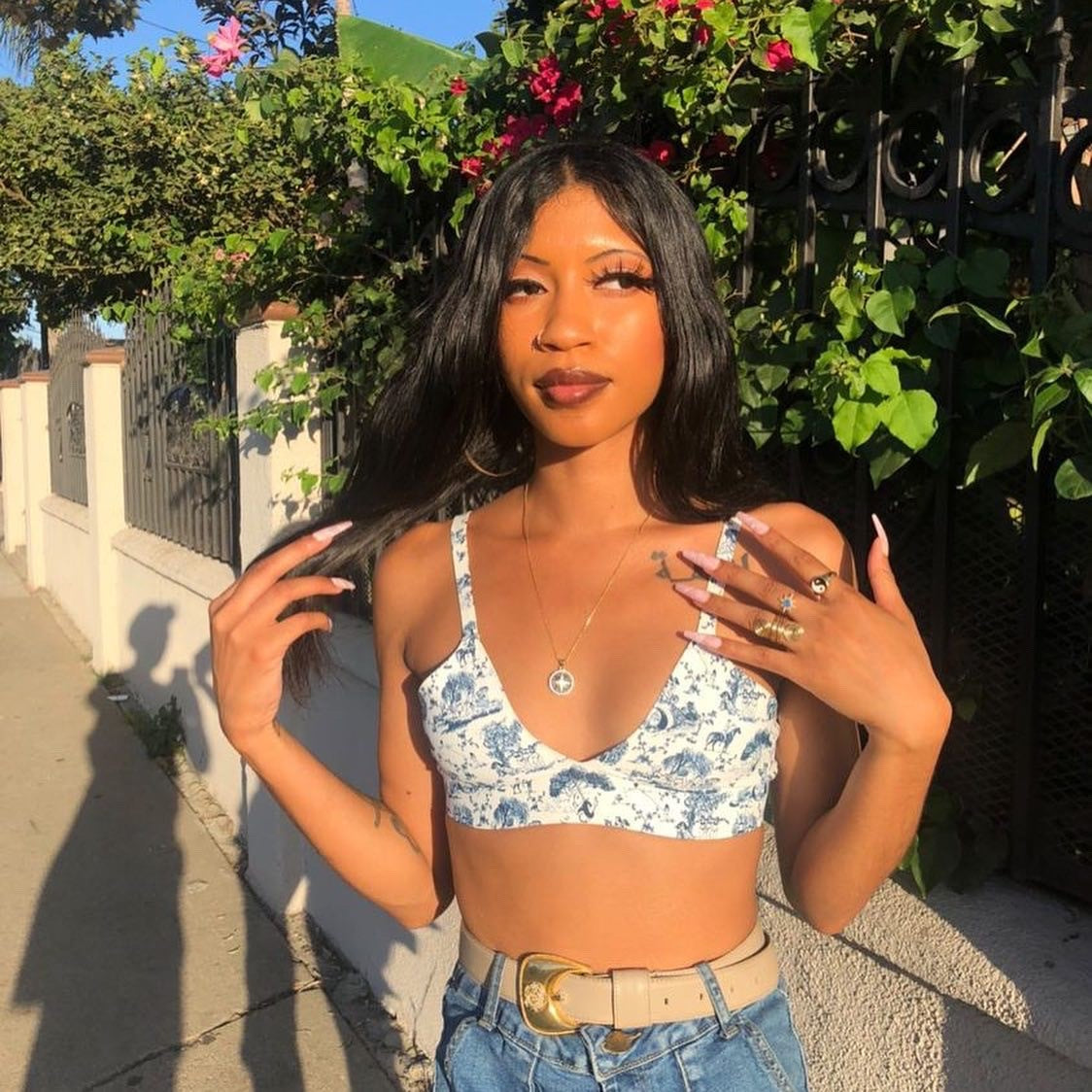 24K Blue Lapiz Compass Medallion Necklace