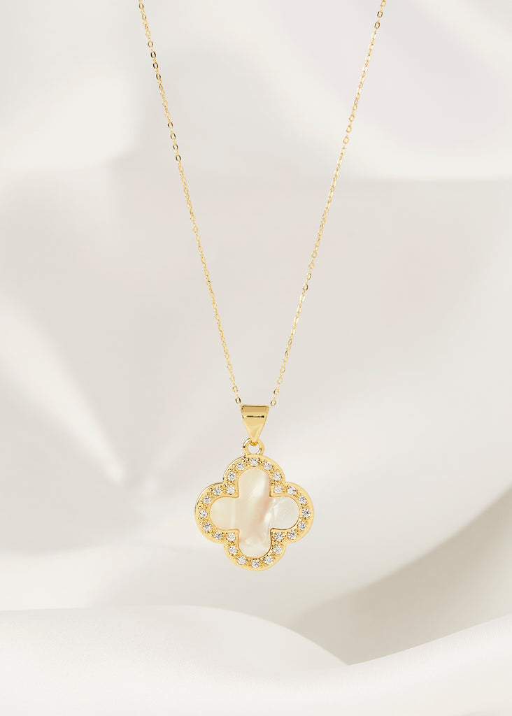 Four Leaf Clover Necklace in Brass with Gold Filled Chain