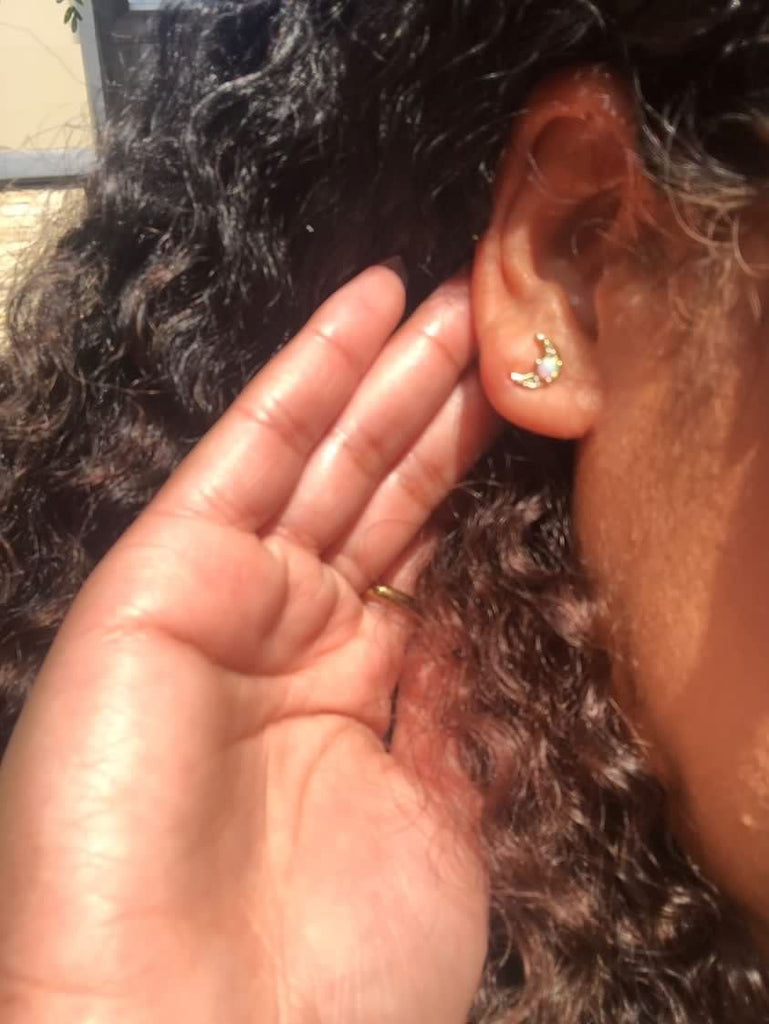 24K Gold Filled Opal Luna Earrings