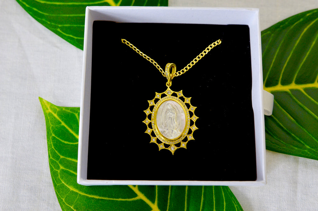 Pearl Virgin Mary Necklace