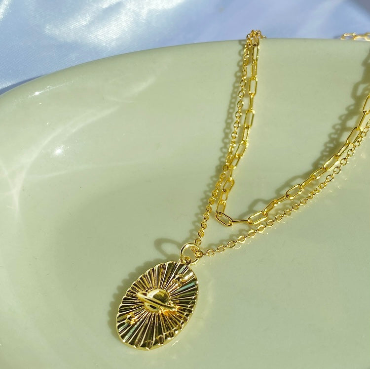 18K Saturn Space Girl Necklace