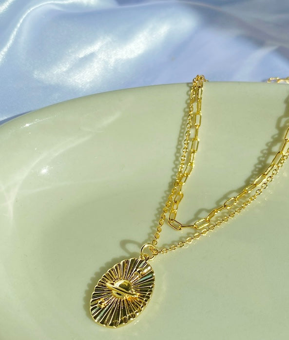 18K Saturn Space Girl Necklace